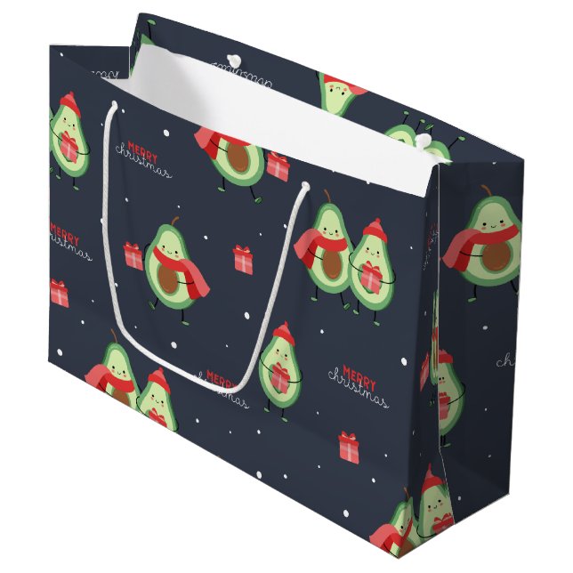 Grand Sac Cadeau Joyeux Avocado de Noël (Devant Angle)