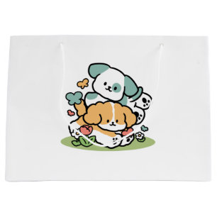 Grand Sac Cadeau Joyeux Chiots Arrivés En Mai - Kawaii Dog Art