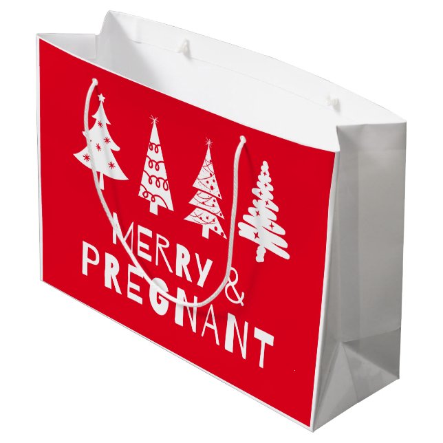 Grand Sac Cadeau Joyeux et enceinte à Noël (Dos Angle)