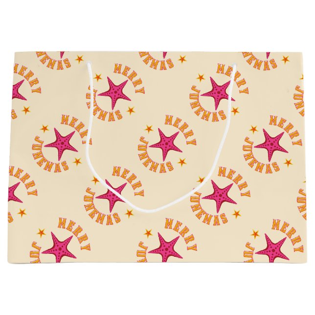 Grand Sac Cadeau Joyeux Motif de Noël tropical Junemas (Devant)