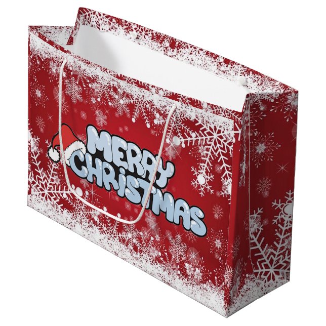 Grand Sac Cadeau Joyeux Noël (Devant Angle)