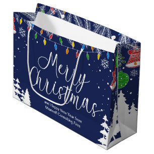 Grand Sac Cadeau Joyeux Noël d'affaires personnalisé Fête festive B