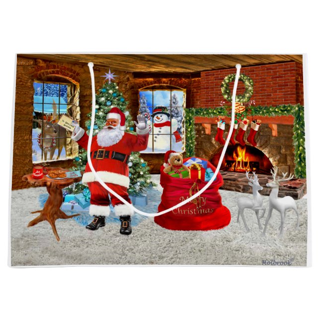 Grand Sac Cadeau Joyeux Noël de Père Noël (Devant)