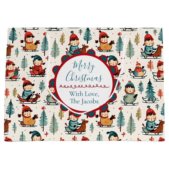 Grand Sac Cadeau Joyeux Noël | Dormir Enfants Noël (Devant)