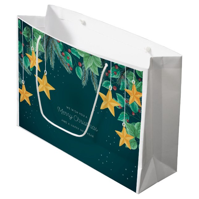 Grand Sac Cadeau Joyeux Noël et joyeuse fête du Nouvel An (Devant Angle)