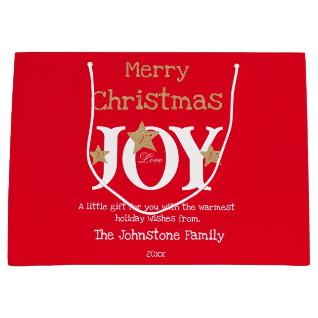 Grand Sac Cadeau Joyeux Noël Nom Cool Chic Mare Rouge (Devant)