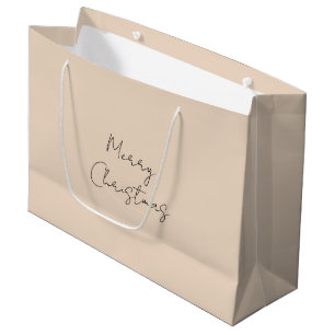 Grand Sac Cadeau Joyeux Noël Pastel Couleur personnalisée Beige Bro