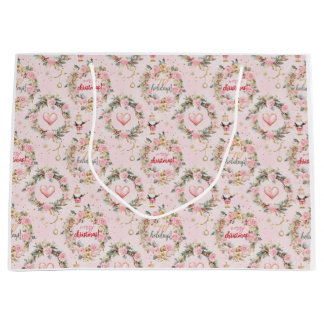 Grand Sac Cadeau Joyeux Nutcracker rose Vacances Beaux message pers