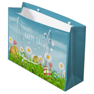 Grand Sac Cadeau Joyeux oeufs de Pâques fête de vacances