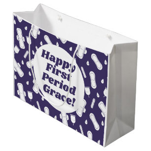 Grand Sac Cadeau Joyeux Premier temps Parti foncé violet Tampon Pad