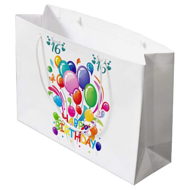 Grand Sac Cadeau Joyeux Sweet sixteen cadeau d'anniversaire (Dos Angle)