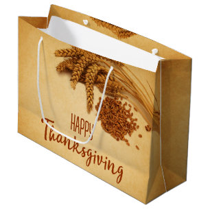 Grand Sac Cadeau Joyeux Thanksgiving vintage blé maïs