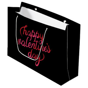 Grand Sac Cadeau Joyeux Valentines Jour Rouge Foil Script Romantiqu