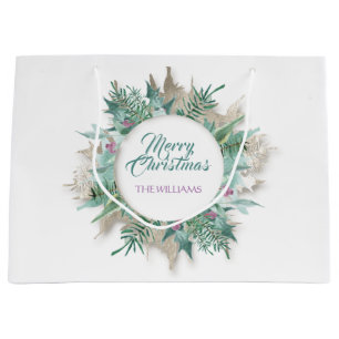 Grand Sac Cadeau Joyeux Vêtements de Noël Succursale White Mint