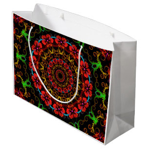 Grand Sac Cadeau Kaleidoscope Fleur Hibiscus I + votre idée