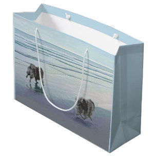 Grand Sac Cadeau Keeshonds at the Seashore Peinture Dog Art