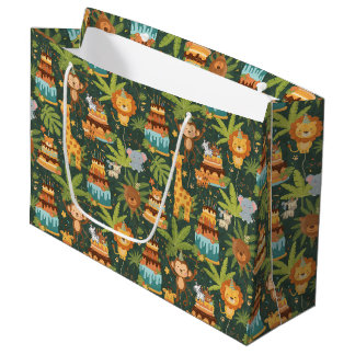 Grand Sac Cadeau Kids Birthday Jungle Themed Gift Bag