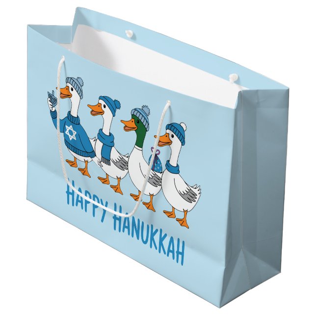 Grand Sac Cadeau Kids Happy Hanukkah Gift Bag (Devant Angle)