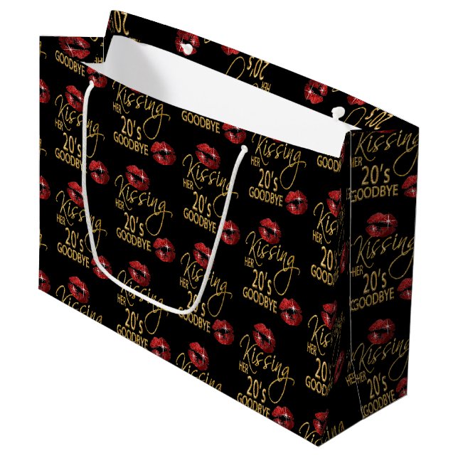 Grand Sac Cadeau Kissing Her 20's Goodbye - Red Lips (Devant Angle)
