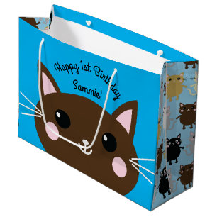 Grand Sac Cadeau Kitty Cat Cute Fête d'anniversaire pour les enfant