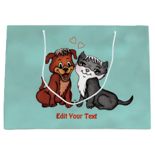 Grand Sac Cadeau Kitty et Puppy, Modifier votre texte