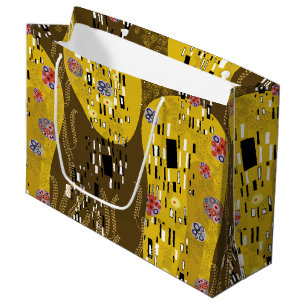 Grand Sac Cadeau Klimt Inspiré Or Motif Art Nouveau Le Baiser