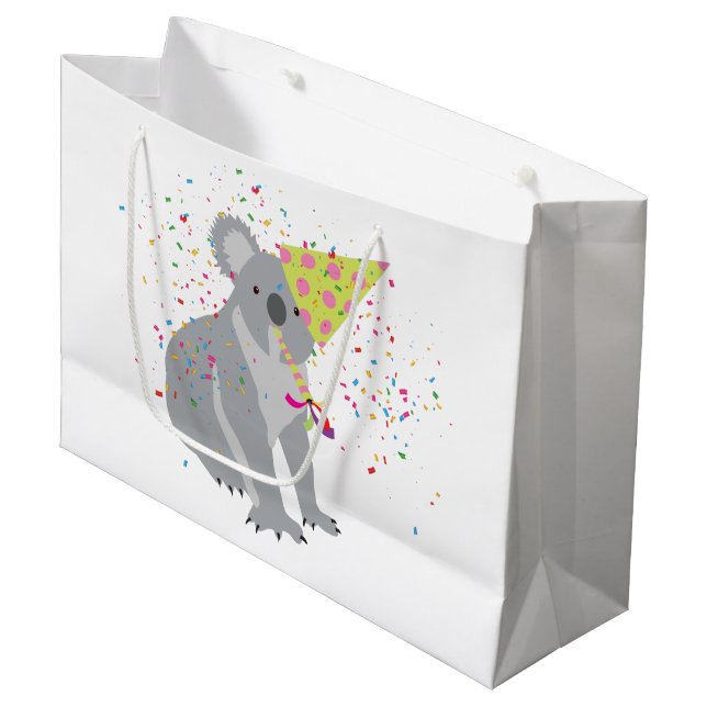 Grand Sac Cadeau Koala - Animaux ayant une fête (Devant Angle)