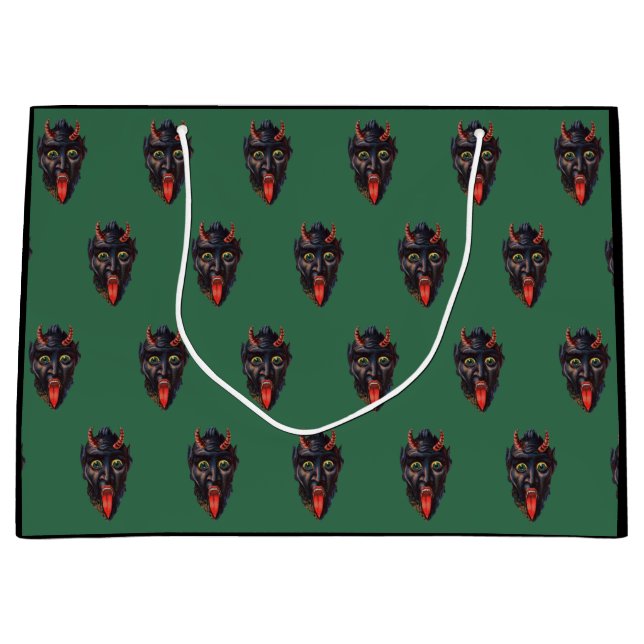 Grand Sac Cadeau Krampus vert (Devant)