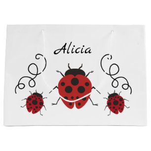 Grand Sac Cadeau La coccinelle moderne rouge le personnalisent