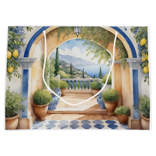 Grand Sac Cadeau La Côte d'Amalfi Vue méditerranéenne (Devant)