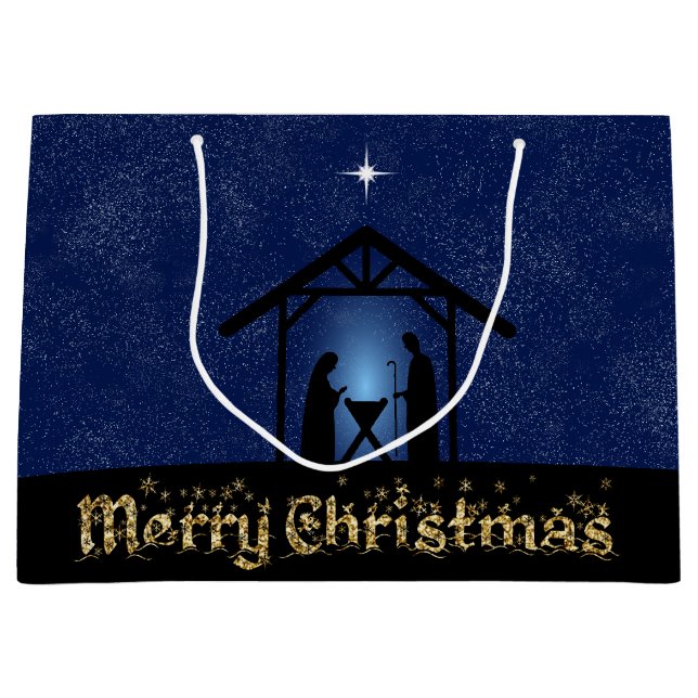 Grand Sac Cadeau La crèche de Noël Scène religieuse (Devant)