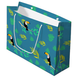 Grand Sac Cadeau La forêt tropicale du Toucan bleu et vert