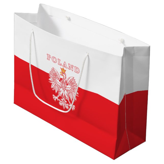 Grand Sac Cadeau La Pologne avec le polonais Eagle de rouge (Devant Angle)