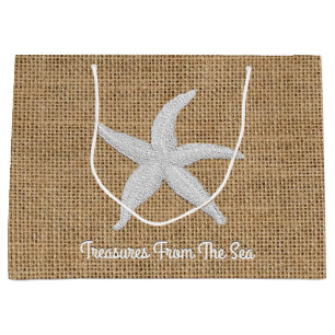 Grand Sac Cadeau La toile de jute d'étoiles de mer personnalisent