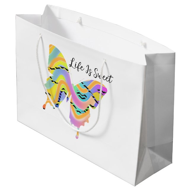 Grand Sac Cadeau La Vie Est Le Papillon Sucré (Dos Angle)