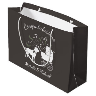 Grand Sac Cadeau Labrador Dog Baby shower Pink Girl Lab