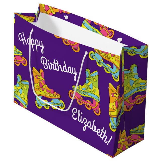 Grand Sac Cadeau Lames à rouleaux Patinage Anniversaire de enfant P (Devant Angle)