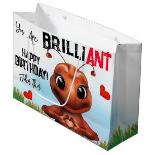 Grand Sac Cadeau Langue des signes de la fourmi Joyeux anniversaire