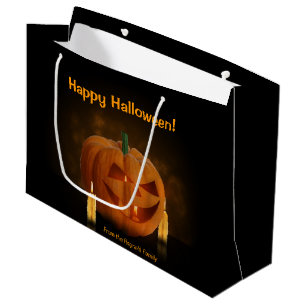 Grand Sac Cadeau Lanterne Citrouille d'Halloween avec bougies