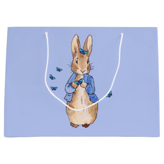 Grand Sac Cadeau Lapin classique en veste bleue (Devant)