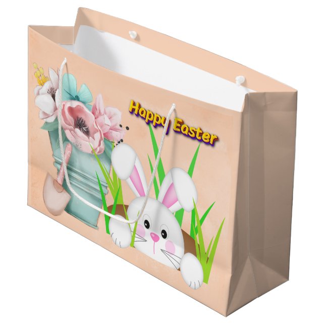 Grand Sac Cadeau Lapin de Pâques (Devant Angle)