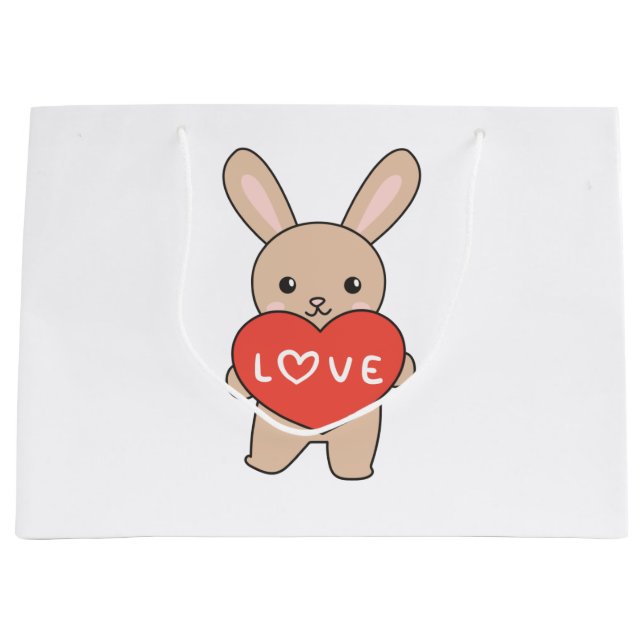 Grand Sac Cadeau Lapin Pour La Saint Valentin Beaux Animaux Avec Co (Devant)