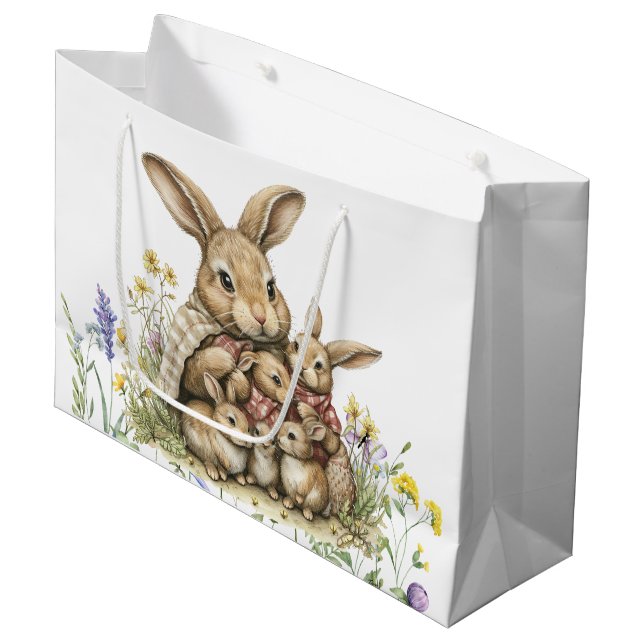 Grand Sac Cadeau Lapins Bébés Pour Pâques (Devant Angle)