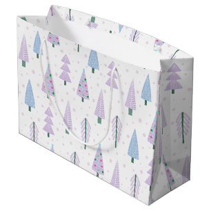 Grand Sac Cadeau Lavande de Noël moderne Motif Abstrait