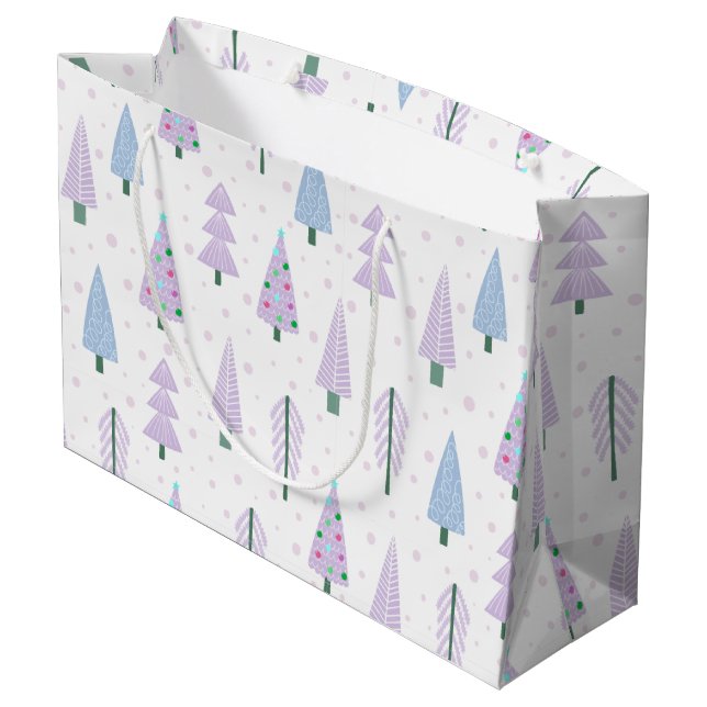 Grand Sac Cadeau Lavande de Noël moderne Motif Abstrait (Dos Angle)