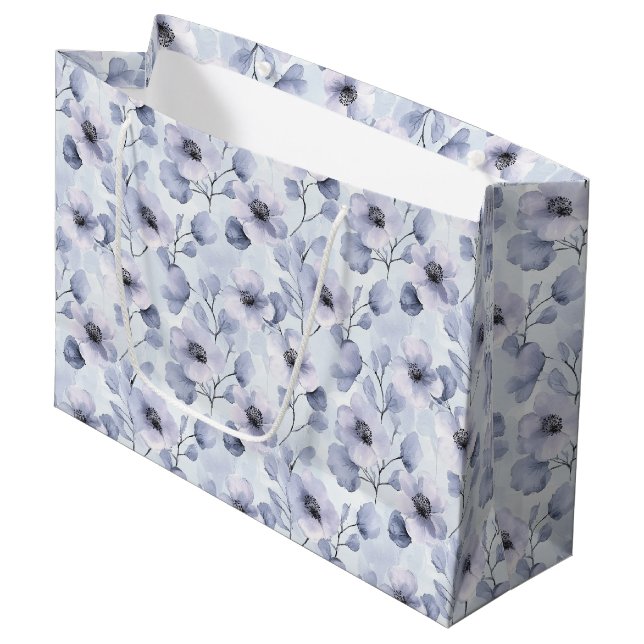 Grand Sac Cadeau Lavande Violette Fleur Mariage Shower (Devant Angle)