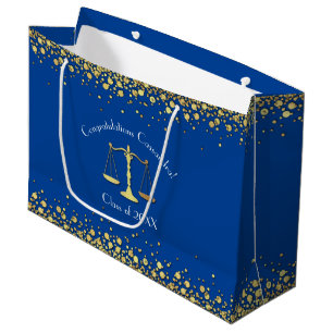 Grand Sac Cadeau Lawyer Law School Blue Gold Graduation Party