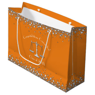 Grand Sac Cadeau Lawyer Law School Graduation Party Silver Orange