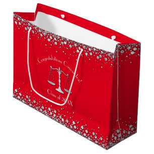 Grand Sac Cadeau Lawyer Law School Graduation Party Silver Red