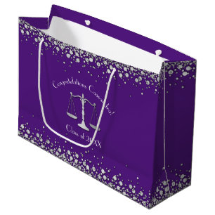 Grand Sac Cadeau Lawyer Law School Purple Silver Graduation Party